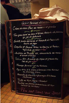 The Menu board of L'Os a Moëlle